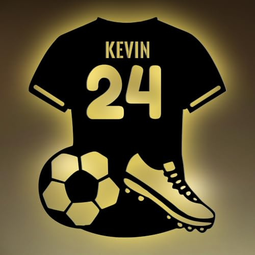 Panneau néon LED Personnalisé en Jersey de Football pour Décoration Murale, 16 Couleurs de Lumière avec Télécommande, Décoration Chambre, Sportive, Fête, Bar, Cadeau Fan de Football