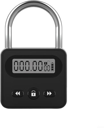Metall Zeitschaltuhr Schloss mit LCD Display USB Wiederaufladbar Elektronisches Vorhängeschloss 999 Stunden Timing für Selbstkontrolle Außeneinsatz Spritzwassergeschützt Auto-Unlock