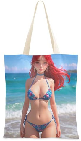 WDdZzyy Strandtasche aus Segeltuch mit Aufschrift Beauty Woman, personalisierbar, Beach Beauty Woman, 1 size