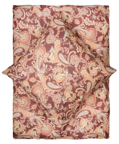 LIVING DREAMS Renforce Bettwäsche Paisley SMALL natürlich 100% Baumwolle 155 cm x 220 cm Beere Rose