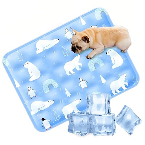 Kiuiom Selbst Kühlende Hundematte, Hunde Sommer Kühlkissen, Hundedecke Kaltgelpad, Kühlmatte Hund Haustier Kühlmatte Matte für Hundehütten Betten Waschbares Hundebett für Zuhause Unterwegs Auto