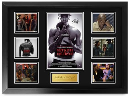 HWC Trading Get Rich or Die Tryin 50 Cent Geschenke Geducktes Signiertes Autogramm Foto für Fans von Film Memorabilien - A2 Gerahmt (ID-006471)