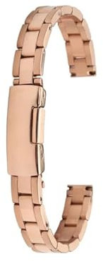 KAXSFE 8mm 10mm 12mm 14 16 Compatible With Fossil Swarovski Casio Women Watchband Stainless Steel Rose Gold Watch Strap Ladies Fashion Metal Chain(3122-rose gold,Width 12mm)