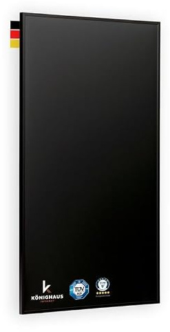 Könighaus Infrarotheizung Black Edition - 130 Watt | TÜV SÜD, 5 Jahre Garantie, doppelter Überhitzungsschutz, in 2-4 min betriebsbereit