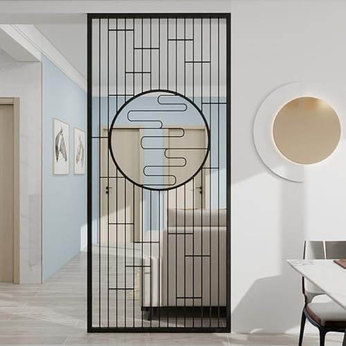 Moderner Raumteiler Für Zuhause, Sichtschutz Terrasse Freistehend, Trennwand Sichtschutz Platte, Vielseitiger Raumteiler, Privatsphäre Tragbar, Für Wohnzimmer(Black 6,140cm/55.1in)