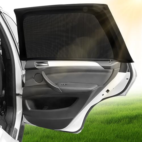 4 Stück Hochelastische & Atmungsaktive Autofenster,Seitenfenster Meshmaterial,Universal Sonnenblende Auto Netz für Sonnenblende - Passt für 99% Aller Autos, SUVs und MPVS