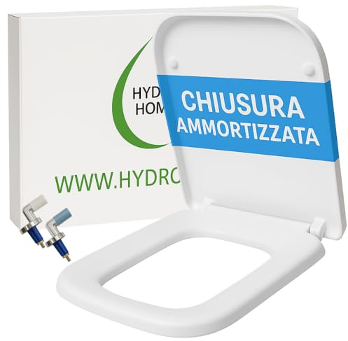 Copriwater G.S.I. Traccia Compatibile, Tavoletta Wc In Plastica Termoindurente Avvolgente Con Cerniere Regolabili,Asse Wc Colore Bianco MADE IN ITALY (CHIUSURA AMMORTIZZATA)