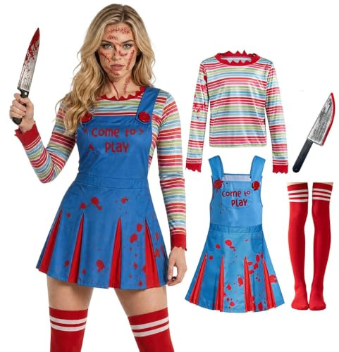 Suffolly Killer-Puppen-Kostüm für Kinder, Spielkostüm (Damen, XXL)