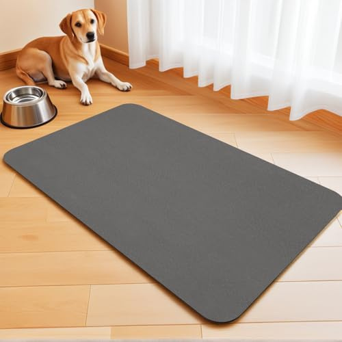 Tapis de Bol pour Chien Absorbant, Tapis antidérapant pour Bols de Nourriture et d'eau pour Chats, Tapis d'alimentation pour Animaux de Compagnie, Tapis de Placement (Dark Grey, 60 x 150 cm)