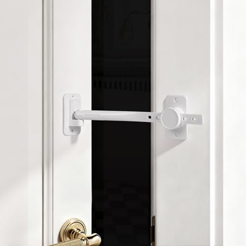 CLYMENE Door Stopper and Latch for Cats, Adjustable Door Holder Latch | Keeps Dogs Out of Litter Box & Feeding Area, Extra Large, Tool-Free Installation