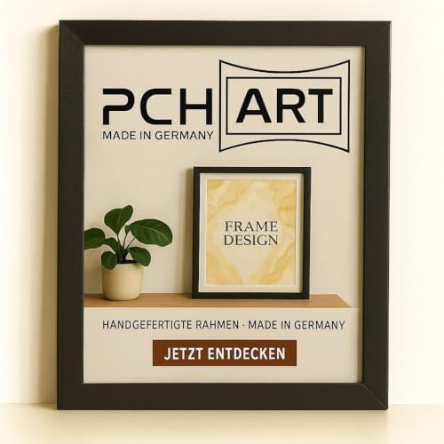PCH[art] Premium Bilderrahmen 40 mm aus MDF – Schwarz Matt in 80x120 cm – Mit Kunstglas – Hochformat & Querformat – Wandmontage & Tischaufstellung – Modernes Design für Fotos, Poster, Urkunden