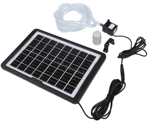 Pompe submersible solaire 9 V 6 W avec support pour la circulation de l'eau de bassin et d'aquarium, pompe à oxygène à double sortie pour rocaille et aquarium, angle réglable du panneau solaire
