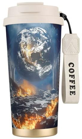 Tazza da caffè personalizzata unica – Bicchiere termico in acciaio inox per viaggi, casa e ufficio, 500 ml, bianco