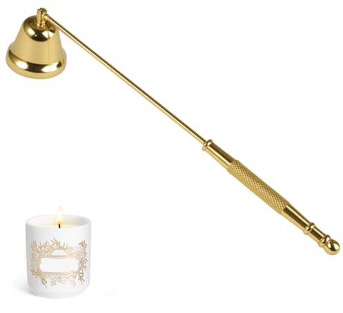 Extintor de Velas de Acero Inoxidable, Herramienta para Vela Perfumadas | Apagador de Velas, Apagavelas en Forma de Campana con Mango Largo, Apto para Salón, Dormitorio y Como Idea de Regalo(Dorado)