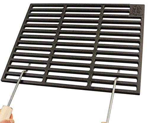 AKTIONA Gusseisen runde + eckige Grillroste viele Größen + Griffe Grill für Weber Gasgrill Holzkohle (50 x 35 cm + 2 Griffe)