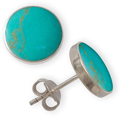 Fly Style Ohrstecker Silber 925 - Muschel Ohrstecker - Ohrringe mit Stein und Muschel - Perlmutt Schmuck, Grösse:8 mm, Farbwahl:grün