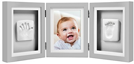 Pearhead P63007 Baby Abdruck Tischrahmen. Mit inklusive Set um Hand / Fußabdruck zu erstellen, grau