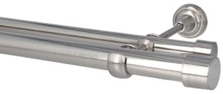 Sento 25/19mm Gardinenstange Vorhangstange Metall Wandmontage Edelstahl Optik 160 cm Albana