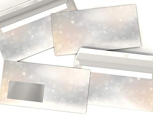 Weihnachtsbriefpapier Umschläge – 10 Kuverts Weihnachten ohne Fenster DIN LANG haftklebend | Festliche Briefumschläge für Weihnachtsbriefe