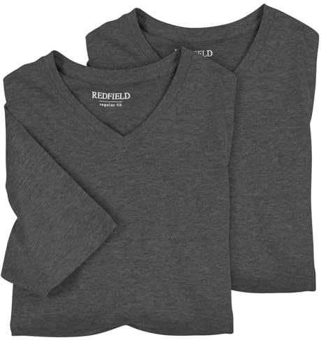 Redfield 2er-Pack Übergröße T-Shirt Anthra V-Neck