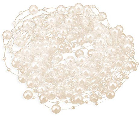 Himmlische Angelschnur Künstliche Perlenarmband Perlenkette Girlande Brautstrauß Für Hochzeit Dekoration DIY Handwerk(beige)