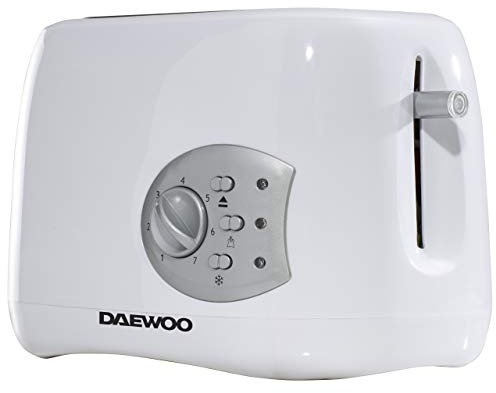 Daewoo Balmoral 2 Slice Plastic Toaster with Electronic Timer Dial, Cancel, Defrost & Reheat Functions, Easy Cleam Removable Crumb Tray and Movable Steel Net, Automatic Turn Off Function- White
