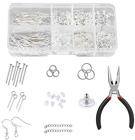 Aweisile 740 Stück Schmuck Selber Machen Set Ohrringe Selber Machen Schmuckherstellung Zubehör Set Schmuck Basteln Zubehör Schmuckherstellung Set mit Zange für Ohrring Armband Halsketten
