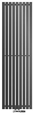 ECD Germany Stella Diseño Panel Radiador Conexión Central 480 x 1600 mm Antracita con Juego de Conexión Incl. Termostato Pared de Esquina Plano de una Sola Capa Vertical Radiador Baño Calefacción