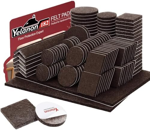 Yelanon Filzgleiter Selbstklebend 182 Stück Filzgleiter Für Stühle Möbelgleiter Selbstklebend Filz Chair Leg Floor Protectors, Braun