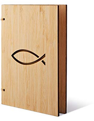 Bambus Geschenkkarte Glückwunschkarte Bambuskarte Holz handgefertigt DIN A6 inkl. Umschlag z.B. als Hochzeitskarte oder Geburtstagskarte - Jesus Fisch