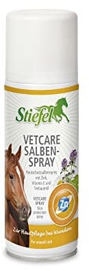 Stiefel Vetcare Salbenspray Pferd 200ml Wundversorgung Wundheilung Zink Vitamin E Arnika Oregano Thymian Kamille Teebaumöl Sprühsalbe Pferdepflege