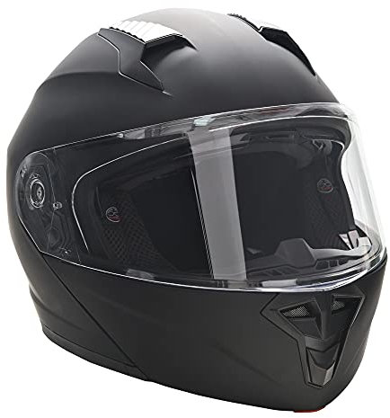 HOMCOM Casco de Moto Integral ECE Talla XL-61-62 cm Casco de Motocicleta con Doble Visera Cabezal Anticolisión y Ventilaciones con Certificación Europea Unisex Color Negro