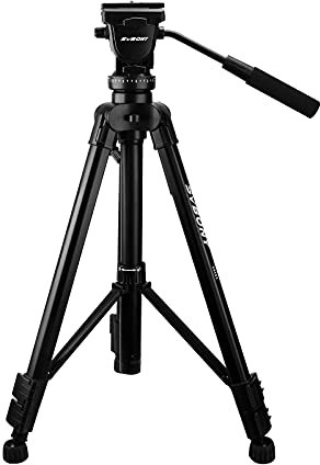 SVBONY SA402 Tripod, Fluid Head Aluminum Travel Tripod with 1/4 inch Quick Shoe Plate for Spotting Scope and Digital SLR DSLR Cameras Camcorder, Load up to 13.2 pounds