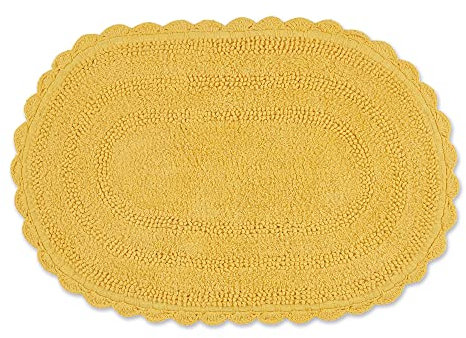 DII Crochet Collection Wende-Badematte, klein, oval, 43 x 61 cm, Gelb.
