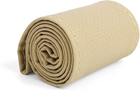 DIY Lenkradhüllen Lenkradbezug Lenkrad Abdeckung Lenkradschutz Lenkradschoner aus Mikrofaser Leder mit Nadel und Faden Anti Rutsch Beige