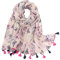 MAIRY Scarf Woman Halstuch Damen Polyester Schal Weich Warm mit Rosa Schmetterling und Fransen Sonnenschutz DE177