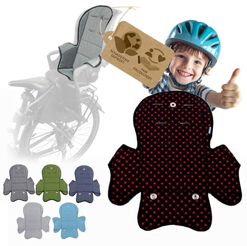 Ersatzbezug kompatibel mit Römer Jockey Kinderfahrradsitz Mod5 | Weiches Ersatzpolster, Sitzbezug, Waschbar bei 30°C (schwarz rote Punkte)