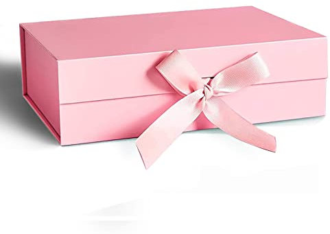 Bymivofun Confezione Regalo Rosa Con Fiocco e Nastro, Scatola Decorativa Con Coperchio per Compleanno, Anniversario, Natale