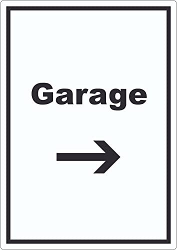 Garage Aufkleber mit Text und Richtungspfeil rechts Auto Stellplatz hochkant A2 (420x594mm)