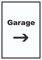 Garage Aufkleber mit Text und Richtungspfeil rechts Auto Stellplatz hochkant A2 (420x594mm)