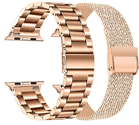 TRUMiRR Ersatz für Apple Watch 10 42mm/9 8 7 41mm/SE(2.Generation) 40mm Armband, Mesh Gewebte Edelstahl Uhrenarmband Metall für iWatch SE Series 10 9 8 7 6 5 4 3 2 1