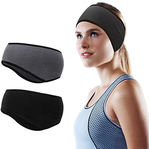 AOOGON 2 Stück Winter Sport Stirnband, Ohrenwärmer Stirnbänder, Winddichtes Kälteschutz Elastisch Ohrenschützer Headband für Jogging, Laufen, Wandern, Radfahren, Motorrad Fahren