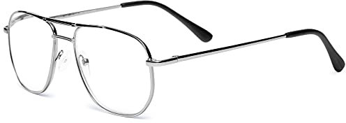KOOSUFA Lesebrille Pilotenbrille Anti Blaulicht Lesebrillen Federscharnier Herren Damen Retro Mode Metallrahmen Lesehilfen Sehhilfe mit Stärke 1x Silber, 1.5