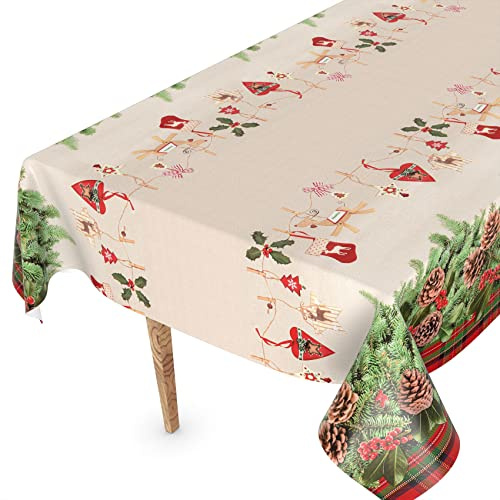 Wachstuchtischdecke Wachstischdecke Tischdecke abwaschbar Gartentischdecke Wachstuch Eckig rund oval 500 x 140cm Schnittkante Weihnachstskranz