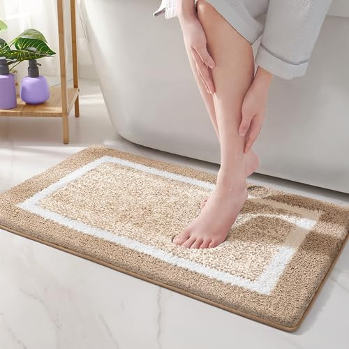 Color G Alfombra de Baño Antideslizante, Alfombrilla para Bañera,Alfombras Ducha Microfibra Suave,Alfombrillas Lavable en la Lavadora, Súper Absorbente 50 x 75 cm (Khaki)