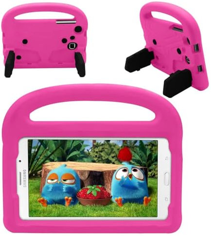 Tablet Case For Samsung Galaxy Tab A 7.0-Inch 2016 SM-T280/ T285, Kids Friendly, Handle with Stand, Safe EVA Foam Cover, Lightweight, Shockproof Protective Cover, Rose