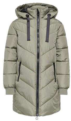 JDY Damen Jdyskylar Padded Hood Jacket OTW Noos Steppmantel, Vetiver/Detail:Black, M EU
