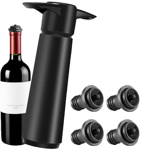 4-in-1 Wine Accessory Set - Vacuum Pump + 4 Stoppers for Beer, Champagne, Sparkling Wine