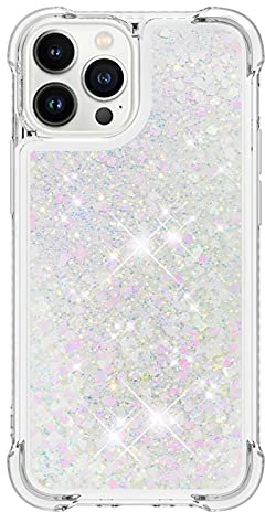 Wuhaizher iPhone 15 Pro Max Case Glitter, 3D Bling Sparkle Quicksand Flowing Liquid Clear Transparent TPU Gel Silicone ShockProof Protective Phone Case for iPhone 15 Pro Max Cover Girls, Multicolor