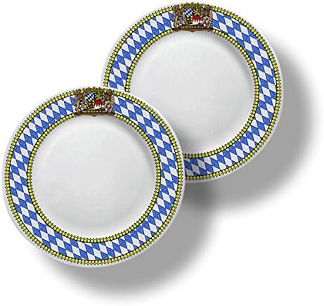 Bavarian Liquids Bayerischer Teller 19cm mit blau-weißem Rauten-Rand und Löwen-Wappen im 2er Set für jeden bayerischen Anlass Weihnachten Geburtstag Männergeschenk Frauengeschenk